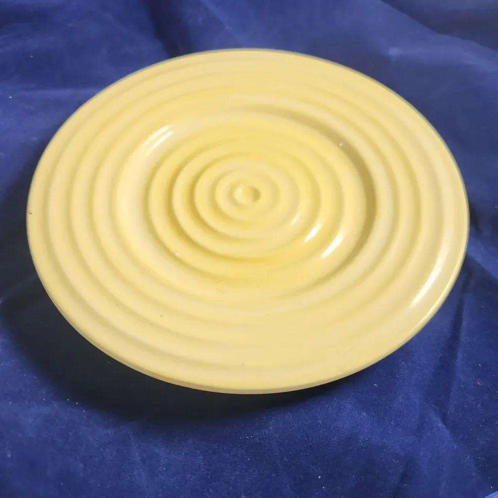 Yankee Candle Yankeeware Ceramic Shade & Plate Yellow Ridged Tea Light Retired
